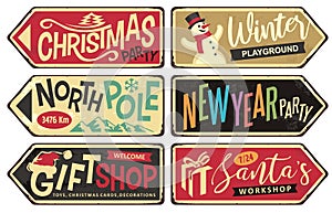 Collection of holiday Christmas sign posts photo