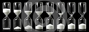 Collection of hourglasses with white sand