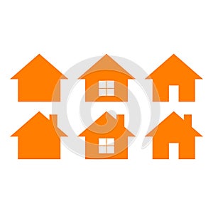 Collection of house icon. Home symbol. Orange simple home icon on white background. Flat style. House icons set.