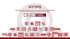 Collection Https Elements Vector Sign Icons Set