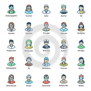 Collection of Human Avatars In Flat Style