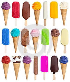 Collection of ice cream ice-cream icecream square variety stick