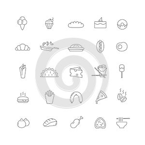 Collection of icons with food.