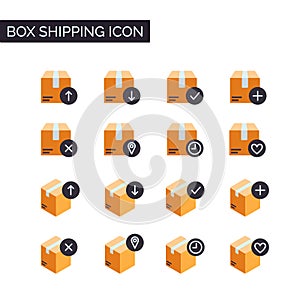 Collection of icons from shipping cardboard boxes.