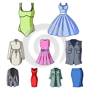 Collection of icons of womens clothing.