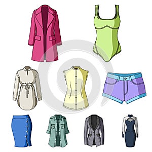 Collection of icons of womens clothing.