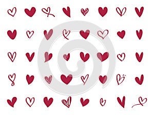 Collection of illustrated heart icons