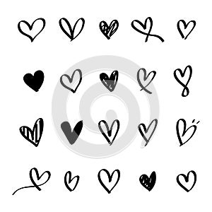 Collection of illustrated heart icons, heart outline, heart vector, heart shapes