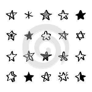 Collection of illustrated star icons