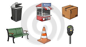 Urban Elements and Street Objects Illustration