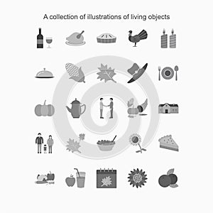 A collection of illustrations of living objects