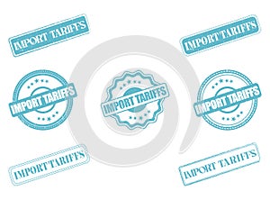 Collection of Import Tariffs Rubber Stamps and Seals