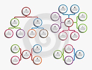 Collection infographic design organization chart template.