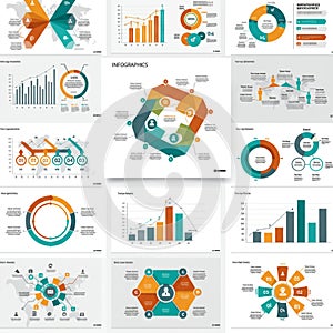 A collection of infographics featuring various charts and graphs.