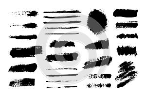 Collection of ink line Brush Strokes. Set of vector Grunge Brushes. Dirty textures of banners, boxes, frames