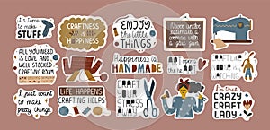 Set of funny arts and crafts stickers. photo