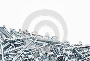 A Collection Of Iron Screws, Nuts and Lockwashers Below