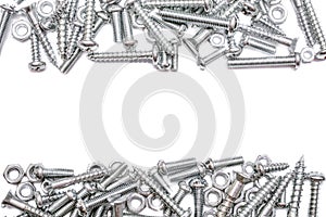 Collection Of Iron Screws, Wood Screws and Bolts With A Free Line For Text In The Middle