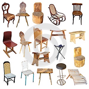 Collection of isolated chairs