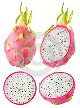 Collection of isolated dragon fruits