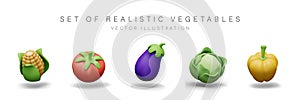 Collection of isolated images of vegetables. Color icons for store