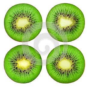 Collection of isolated kiwi fruit slices