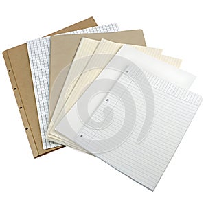 Collection of isolated sheets isolated on white background