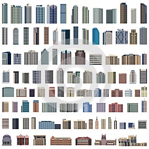 Collection of isolated vector buildings illustration