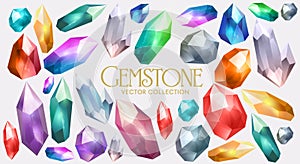 A Collection of Isolated Vector Gems And Crystal Stones