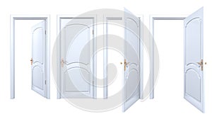 Collection of isolated white arch doors