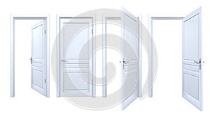Collection of isolated white doors