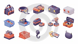 Toolbox icons set with various tools