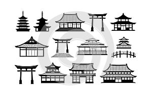 Collection of Japanese architectural elements architecture AI-Generated