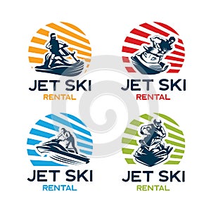 Collection of jet ski logo design template