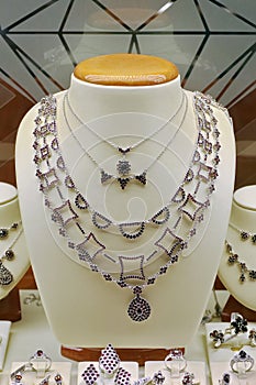 Collection of jewelry with precious colored stones