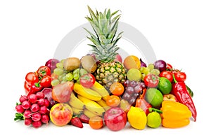 Collection juicy fruits and vegetables