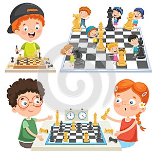 Collection Of Kids Playing Chess