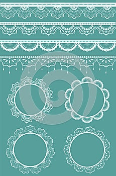 Set of vector lace ribbons and frames.