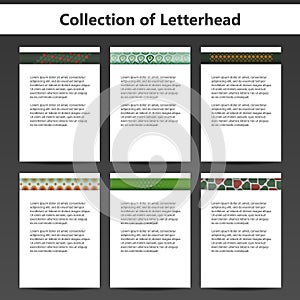 Collection of Letterheads for Your Business - Six Nice and Simple Design Template with Different Patterns