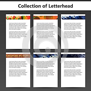 Collection of Letterheads for Your Business - Six Nice and Simple Design Template with Different Patterns