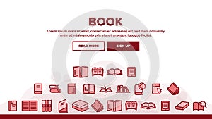 Collection Library Book Sign Icons Set Vector