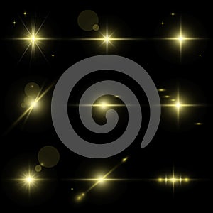 Collection of light effects on black background.