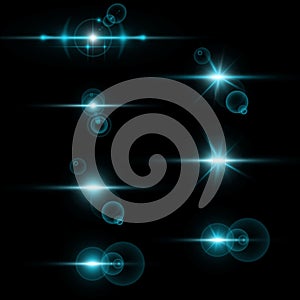 Collection of light effects on black background.