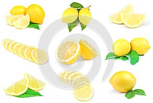 Collection of limons isolated on a white background with clipping path