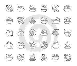 Set of Simple Icons of Dishes.