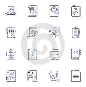 collection line icons collection. Assortment, Agglomeration, Array, Assemblage, Batch, Series, Range vector and linear photo