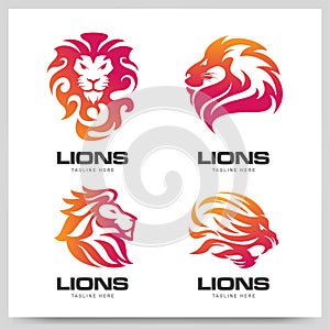 Collection of lion logo design. Graphic design element
