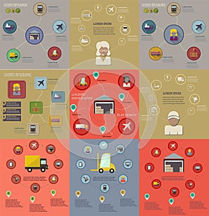 Collection of logistic flat infographics