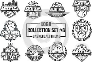 Collection of Logo Designs for the Basketball Club or Basketball Competition