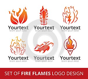 Set of fire flame logo design